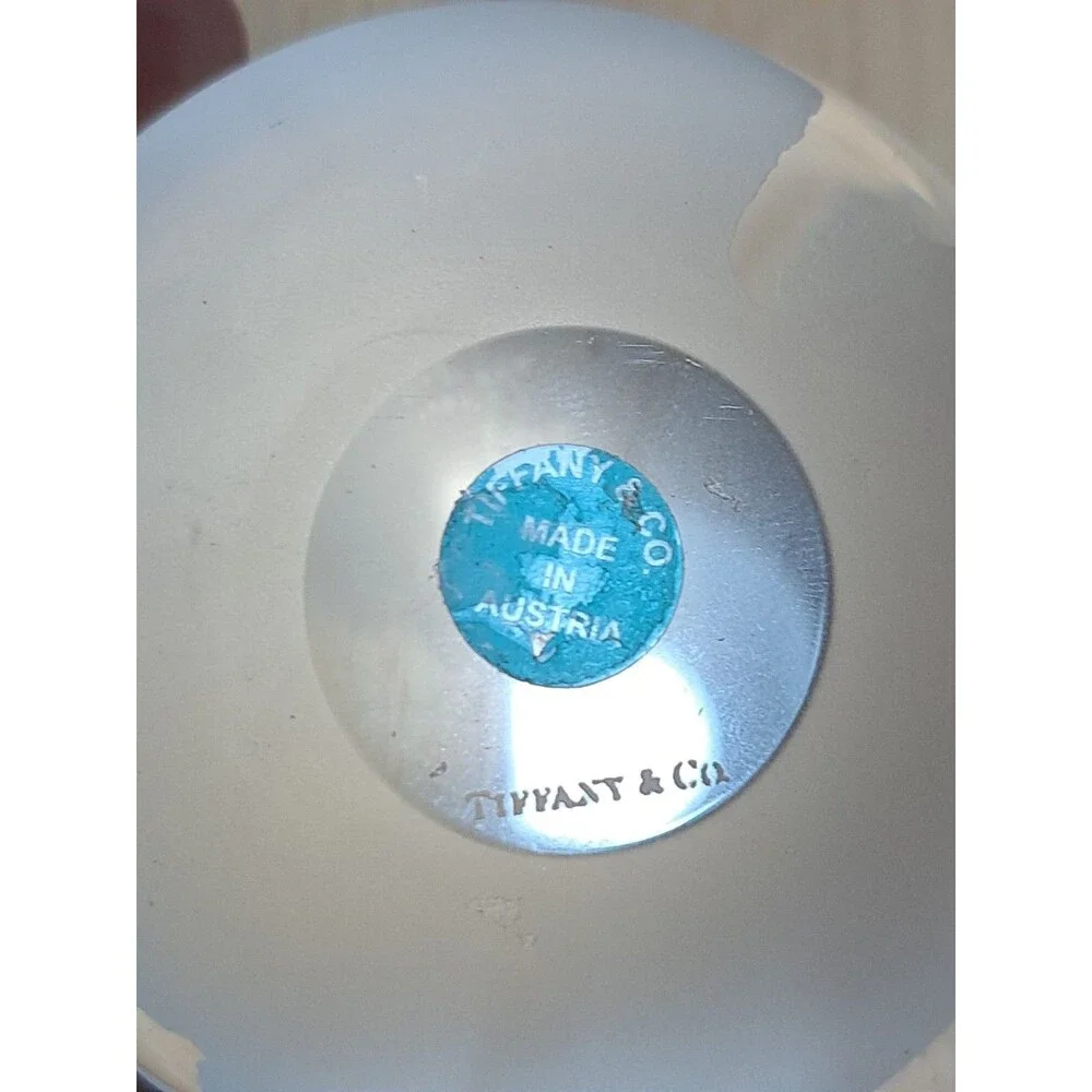 Tiffany & Co. Globe Etched Glass Crystal Paperweight Made in Austria